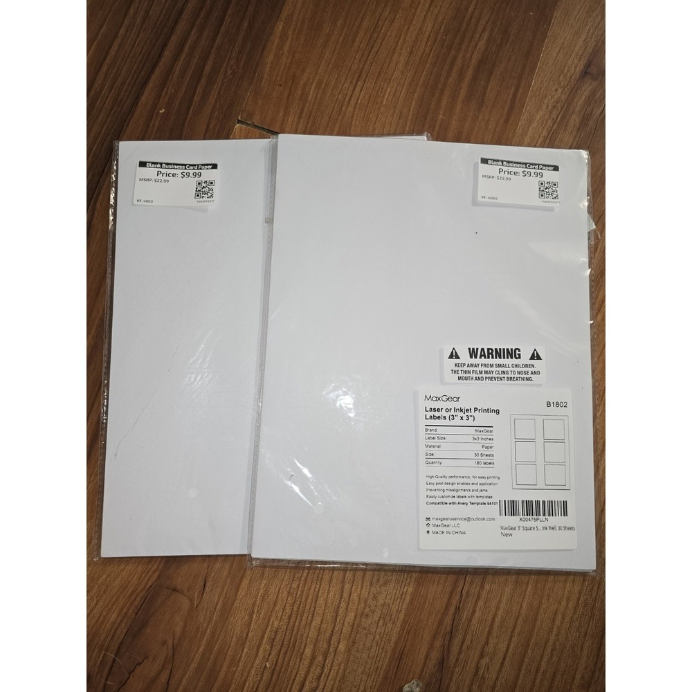 MaxGear 3x3 Square Labels Matte White Inkjet Laser Printer 180 Pcs S18